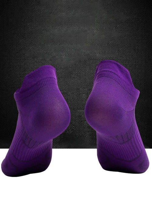 Eight pairs of Mandotos women's running socks with cushioning, breathable fabric, and anti-odor features for outdoor sports.