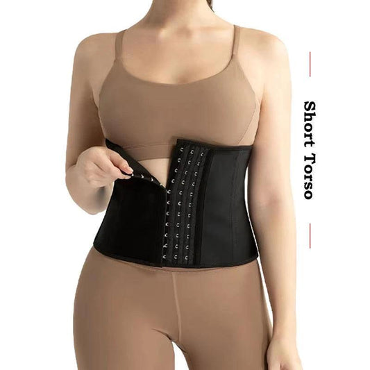 Mandotos ATBUTY 9-inch short torso sport girdle underwear for women with steel bones and latex waist trainer corset.