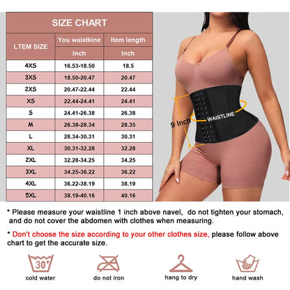 Mandotos ATBUTY 9-inch short torso sport girdle underwear for women with 9 steel bones latex waist trainer corset.