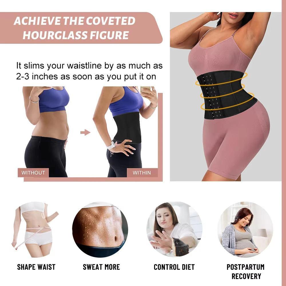 Mandotos ATBUTY 9-inch short torso sport girdle underwear for women with 9 steel bones and latex waist trainer corset.