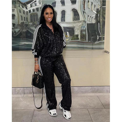 Mandotos autumn and winter women's casual coat and trousers suit, stylish European and American fashion ensemble.
