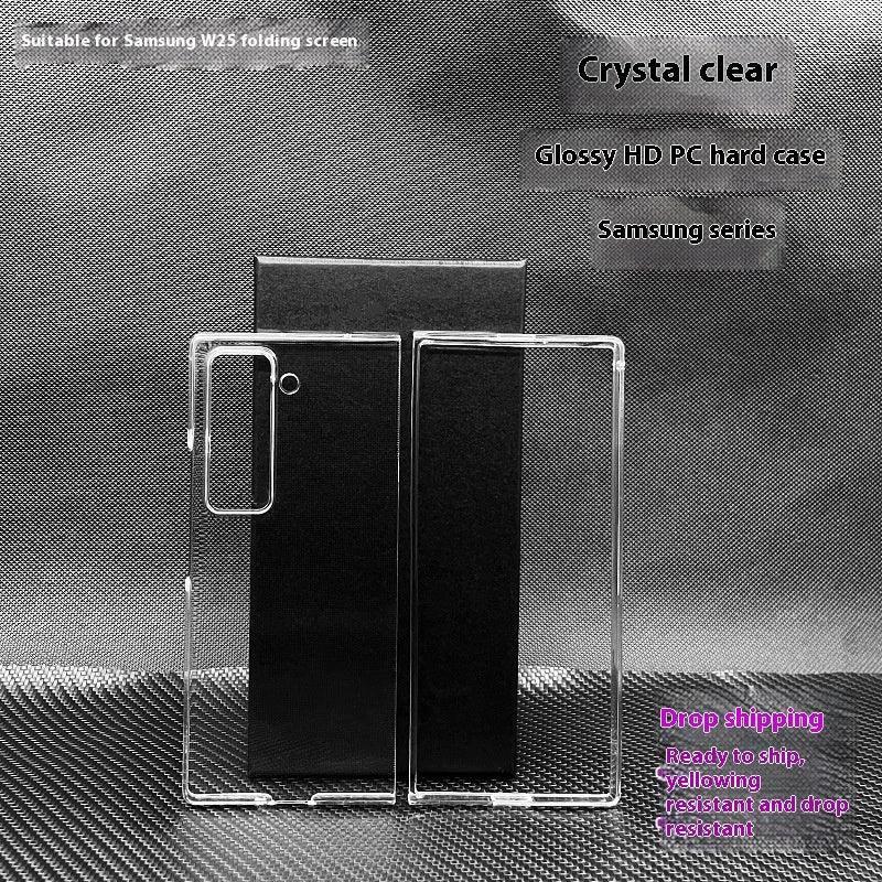 Mandotos transparent hard shell phone case with high permeability and HD anti-fall protection for iPhone or Samsung models.