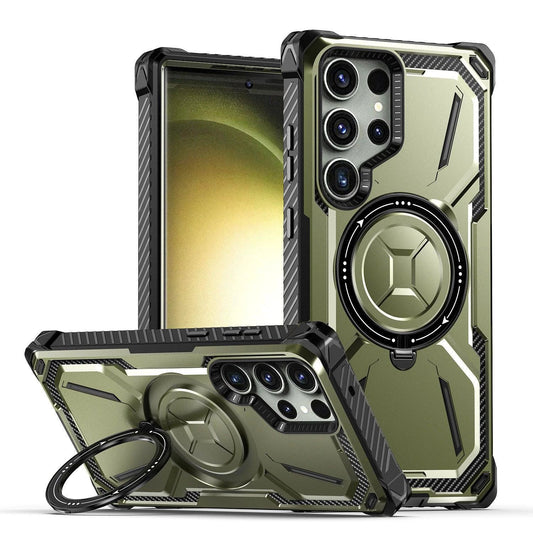 Mandotos magnetic phone case with ring, drop-resistant and protective, designed for secure grip and style.