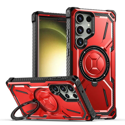 Mandotos magnetic phone case with ring, drop-resistant and protective, shown on a smartphone with a sleek design.