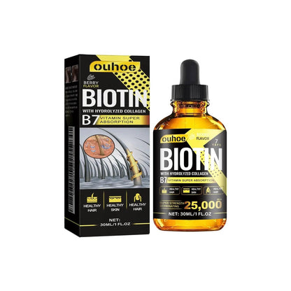 Mandotos Collagen B7 Vitamin Hair Oil bottle with dropper for strengthening and revitalizing hair.