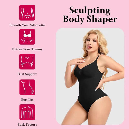 Mandotos seamless boyshorts shapewear for women, plus size slimming fajas bodysuit, sculpting body shaper, black and smooth fabric.