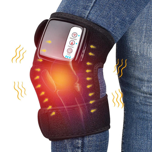Mandotos electric infrared knee massager with adjustable heat and compression, portable for joint and muscle relief.