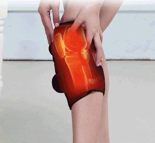 Mandotos electric infrared knee massager with adjustable heat and compression for joint and muscle relief, portable design.
