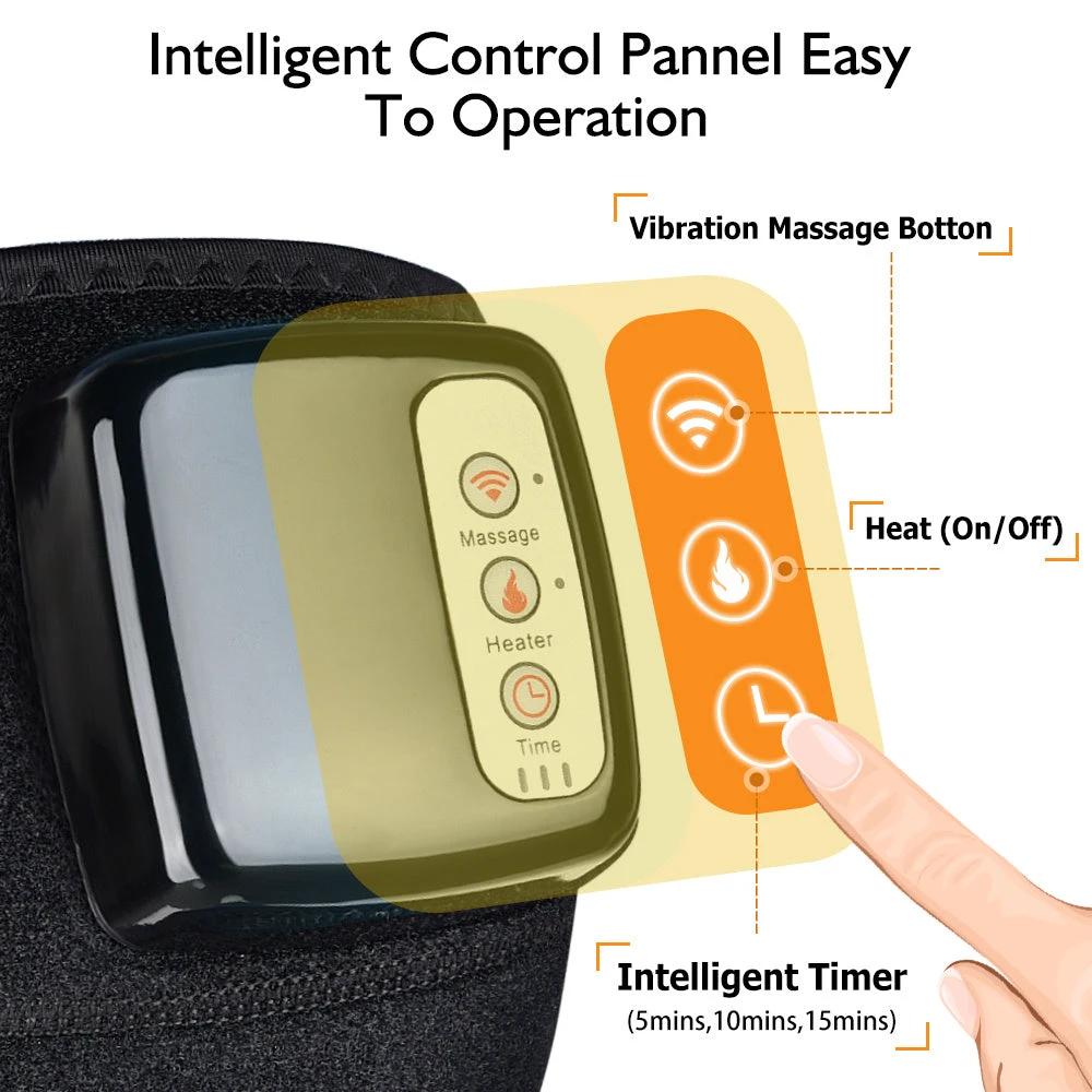 Mandotos electric infrared knee massager with adjustable heat and compression for joint and muscle relief, portable design.