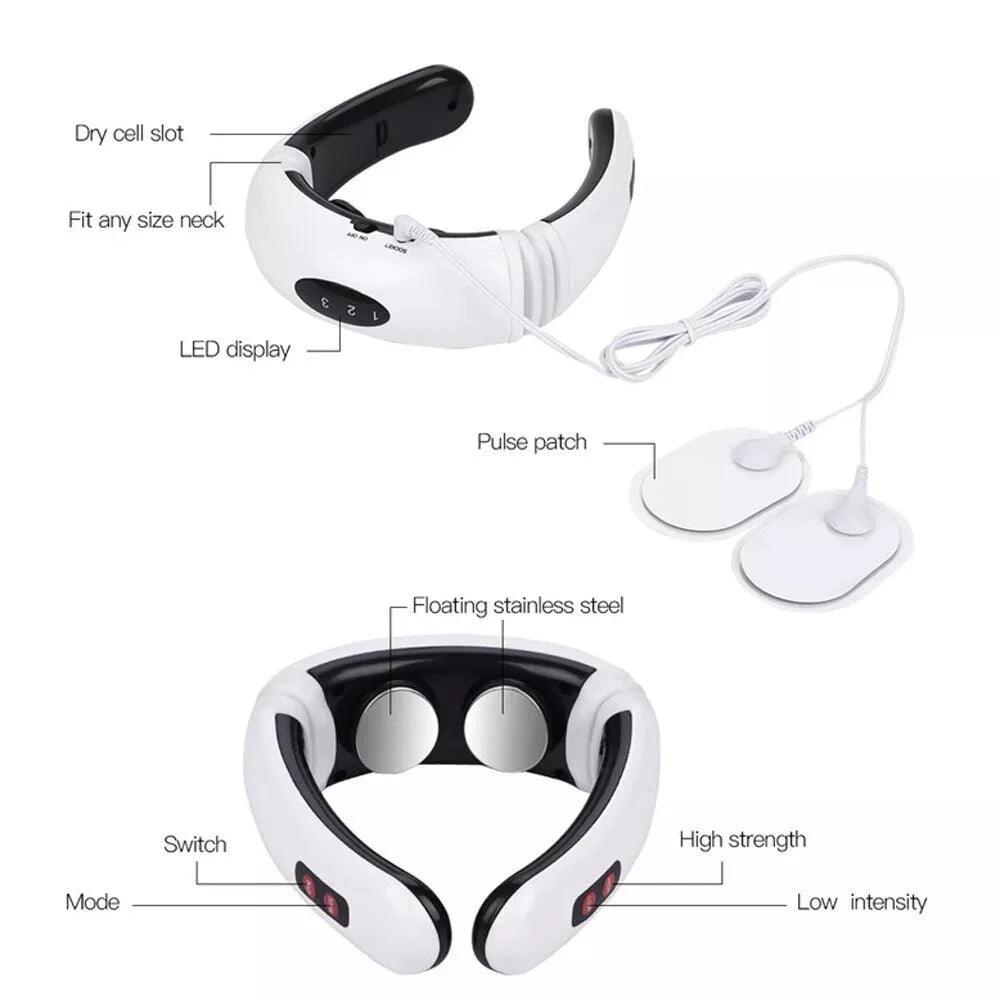 Mandotos electric TENS pulse neck massager with magnetic therapy for muscle relief and pain relief.