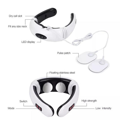 Mandotos electric TENS pulse neck massager with magnetic therapy for muscle relief and pain relief.
