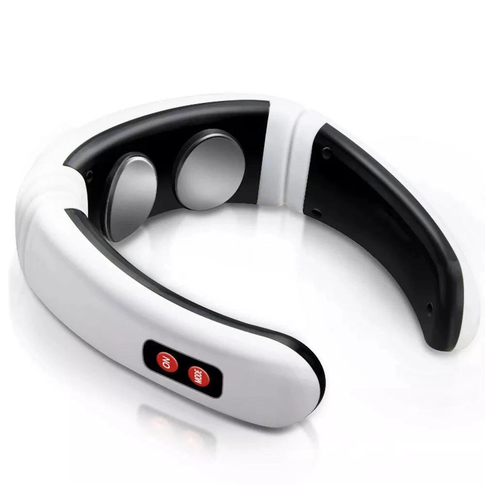 Mandotos electric TENS pulse neck massager with magnetic therapy for muscle relief and pain management.