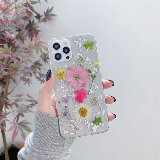 Silver foil dried flowers from Elysian Designs by MANDOTOS, ideal for epoxy phone cases, showcasing elegant and unique decor.