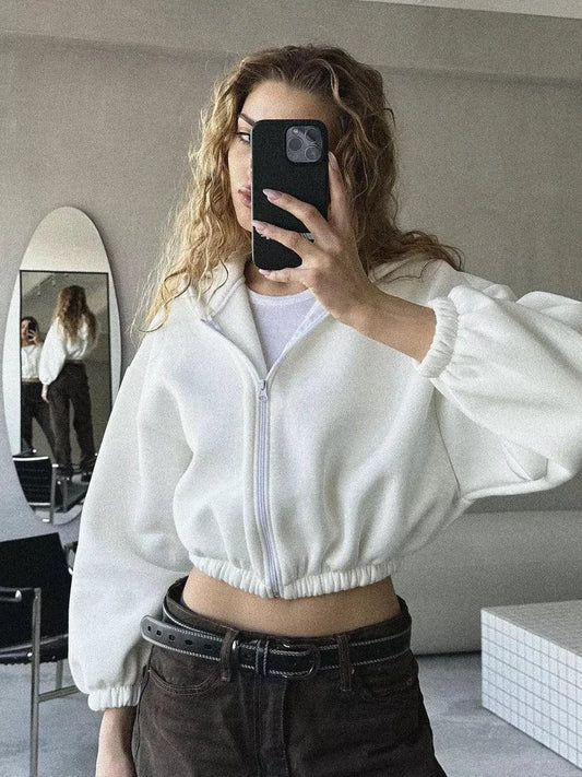 Mandotos casual women's hoodie in solid color, European and American style, comfortable and stylish for everyday wear.