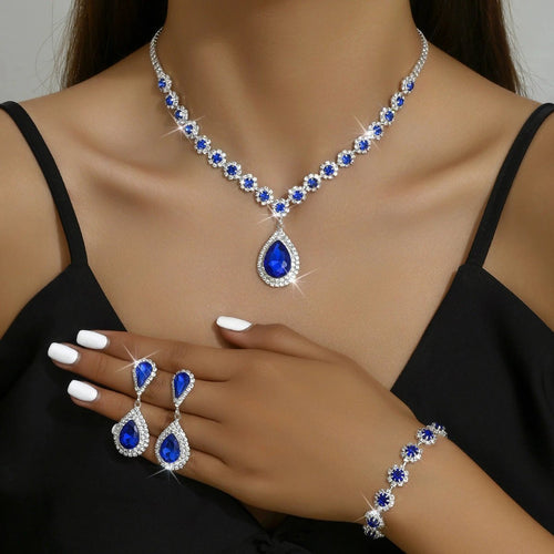 Mandotos bridal jewelry set including necklace, ear studs, and bracelet featuring elegant fashion jewelry for special occasions.