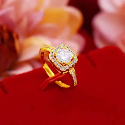 Mandotos fashion jewelry set with zircon gem necklace, matching earrings, and ring displayed on a white background.