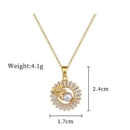 Mandotos jewelry suite with a square full diamond personalized round ring, leaves necklace, and matching earrings.