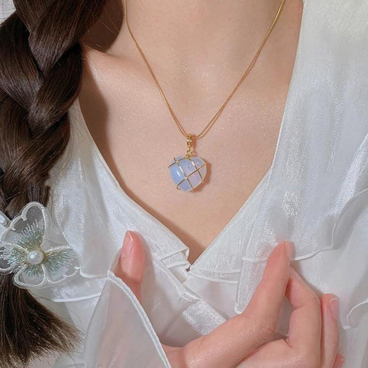 Fashion Moonstone Necklace by MANDOTOS featuring a cartoon princess love girl design, ideal for whimsical jewelry styling.