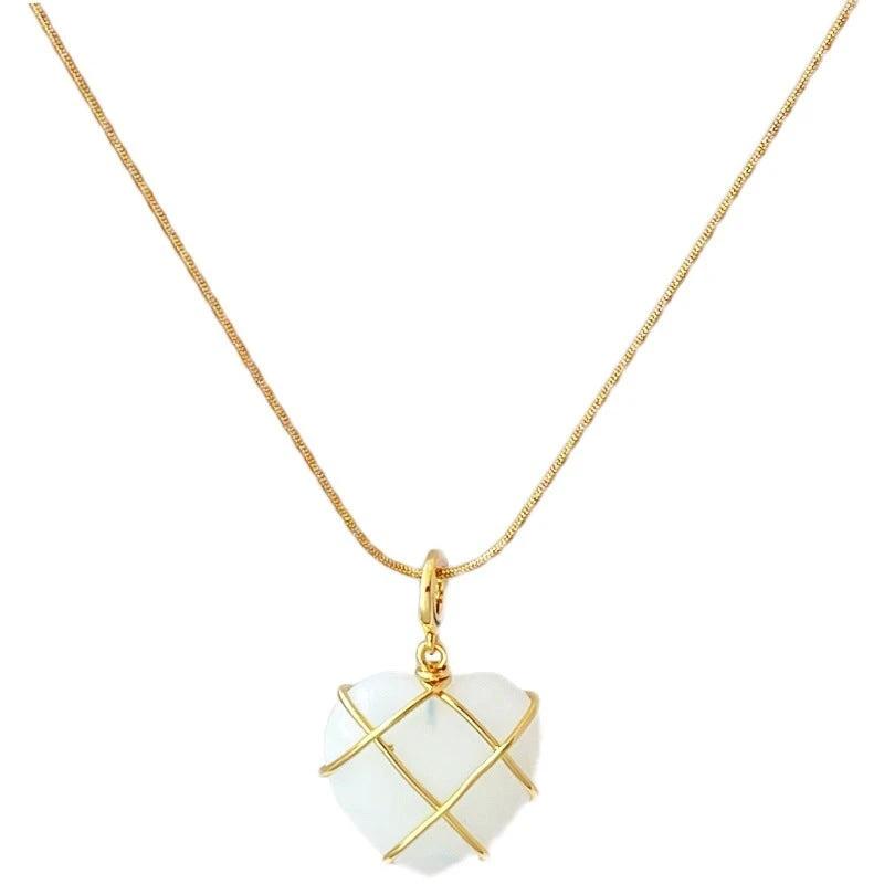 Mandotos fashion moonstone necklace featuring a cartoon princess love girl design, elegant jewelry accessory for women.