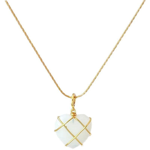 Mandotos fashion moonstone necklace featuring a cartoon princess love girl design, elegant jewelry accessory for women.