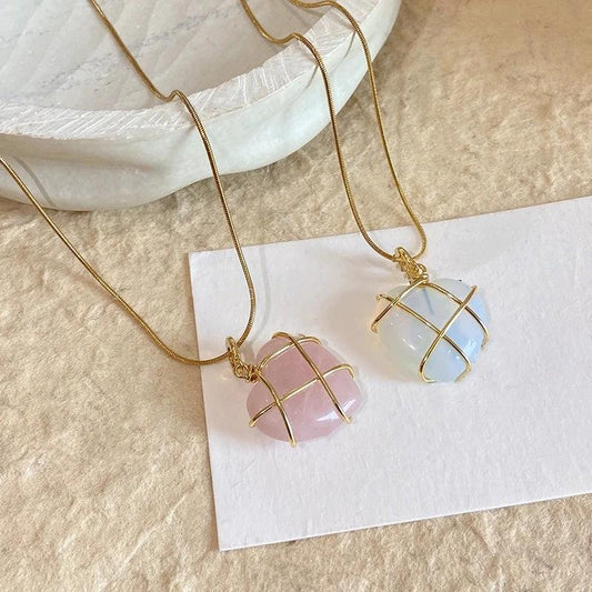 Mandotos fashion moonstone necklace featuring a cartoon princess design, perfect girl jewelry with a charming, whimsical style.