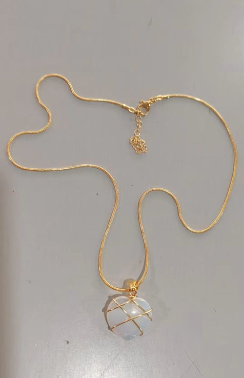 Fashion Moonstone Necklace featuring a cartoon princess design, ideal for girl jewelry by MANDOTOS.