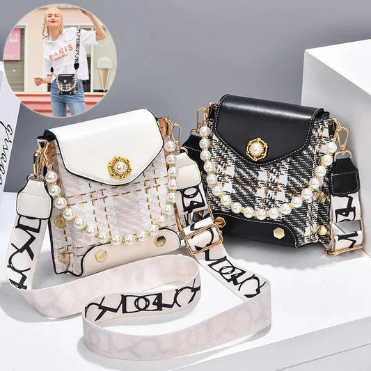 Mandotos women's crossbody bag with pearl chain, cute princess wallet design, summer style, classic shoulder bag for women.