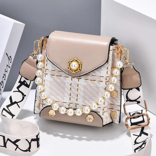 Mandotos women's crossbody bag with pearl chain, cute princess wallet design, perfect for summer phone carrying.