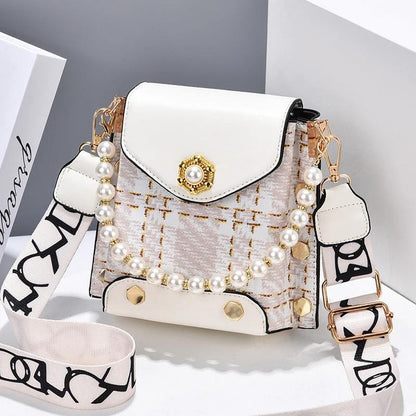 Mandotos women's crossbody bag with pearl chain, cute princess wallet design, summer style, classic shoulder bag with phone pocket