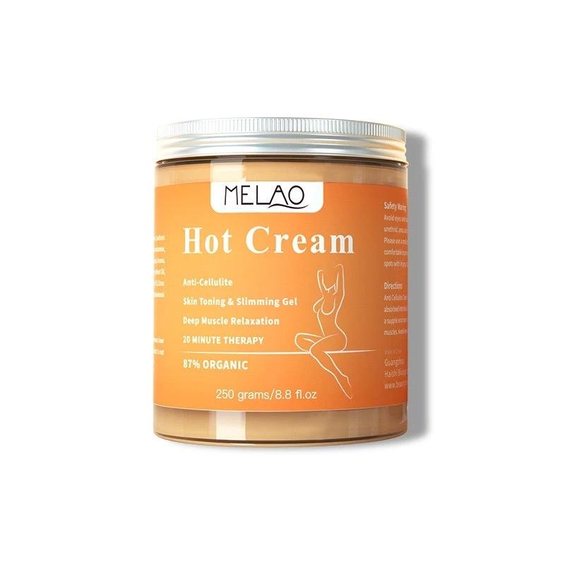 Mandotos Fat Burner Weight Loss Cream with anti-cellulite hot massage gel, showing the tube and application area on skin.