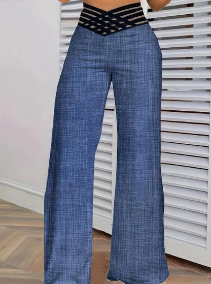 Girls' solid color high waist slimming home pants by MANDOTOS, featuring hollow design and versatile, comfortable fit.
