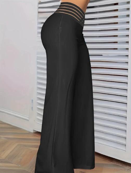 Girls' solid color hollow high waist slimming home clothes pants by MANDOTOS, featuring a stylish slim fit and versatile design.