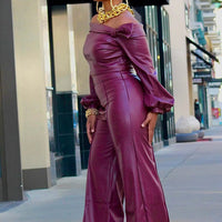 Mandotos Glamourista women's trendy leather suit in chic, confident style, featuring tailored fit and stylish design.