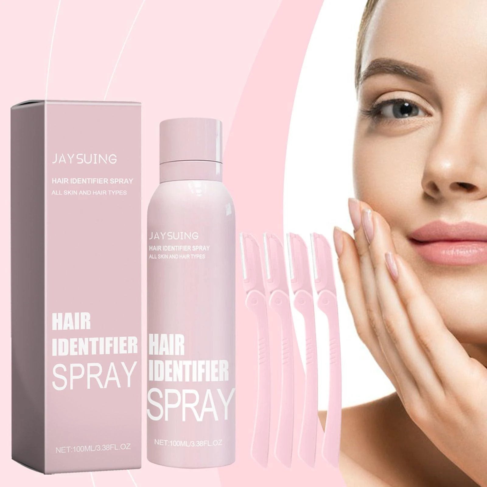 Mandotos Hair Identifier Spray for Face Dermaplaning, a women's grooming tool for precise hair removal and skin exfoliation.