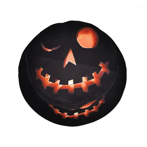 Mandotos Halloween pumpkin fisherman hat with a creative cartoon grimace print, perfect for festive costumes and celebrations.