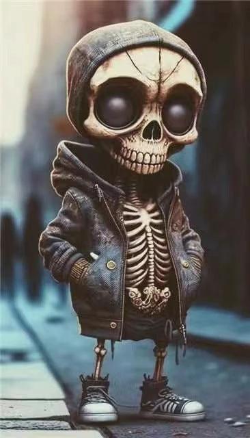 Mandotos Halloween skeleton figurine, cool resin doll for home decor, detailed spooky skeleton sculpture for Halloween decorations