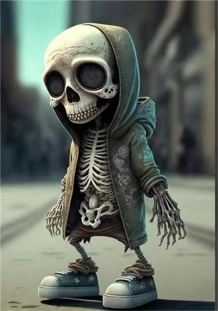 Mandotos Halloween Skeleton Figurines, cool resin doll decor with detailed skeleton figures for festive home decoration.