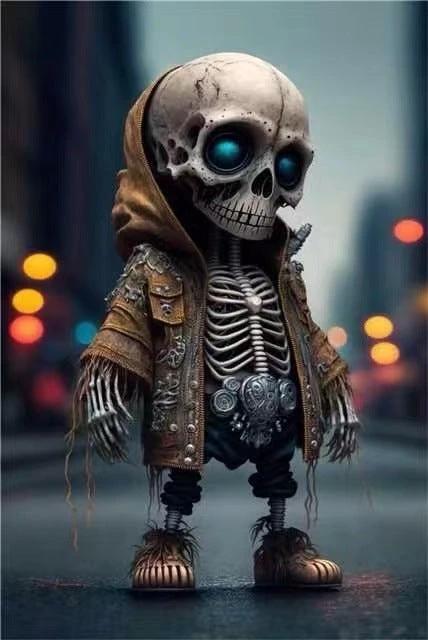 Halloween Skeleton Figurines by MANDOTOS, cool resin doll decor for home, featuring detailed skeletons for festive spooky decoration.