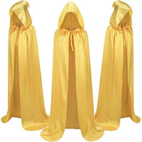 Children's Halloween wizard cloak by MANDOTOS, hooded cape costume with magical design and dark colors for festive dress-up.