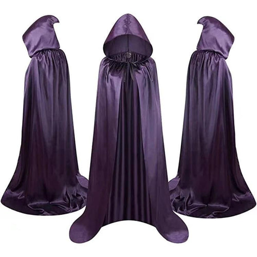 Children's Halloween wizard cloak by MANDOTOS, hooded cape costume with magical design, perfect for festive dress-up.