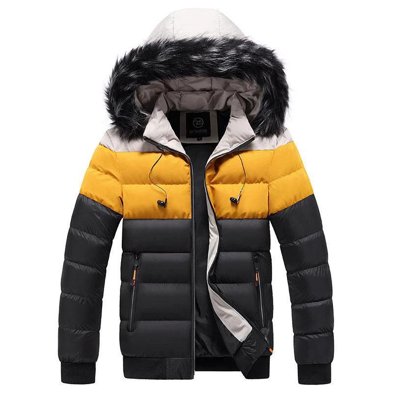 Mandotos heated splicing down jacket with insulated design, showcasing stylish winter outerwear with a warm, padded appearance.