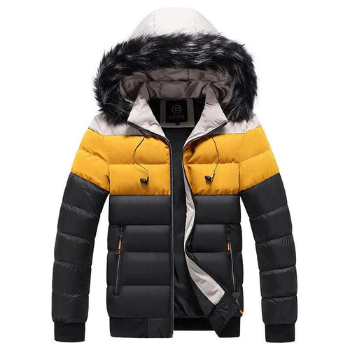 Mandotos heated splicing down jacket with insulated design, showcasing stylish winter outerwear with a warm, padded appearance.
