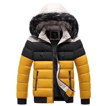 Mandotos heated splicing down jacket with quilted design, featuring a stylish winter look and warmth for cold weather.