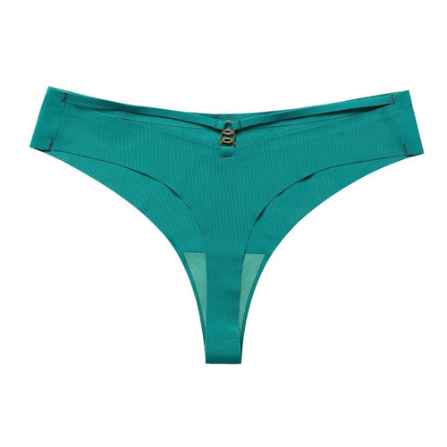 Ice Silk G-String Thong Set for Women by MANDOTOS, seamless low-waist design with hollow-out T-back for confident, sexy lingerie.