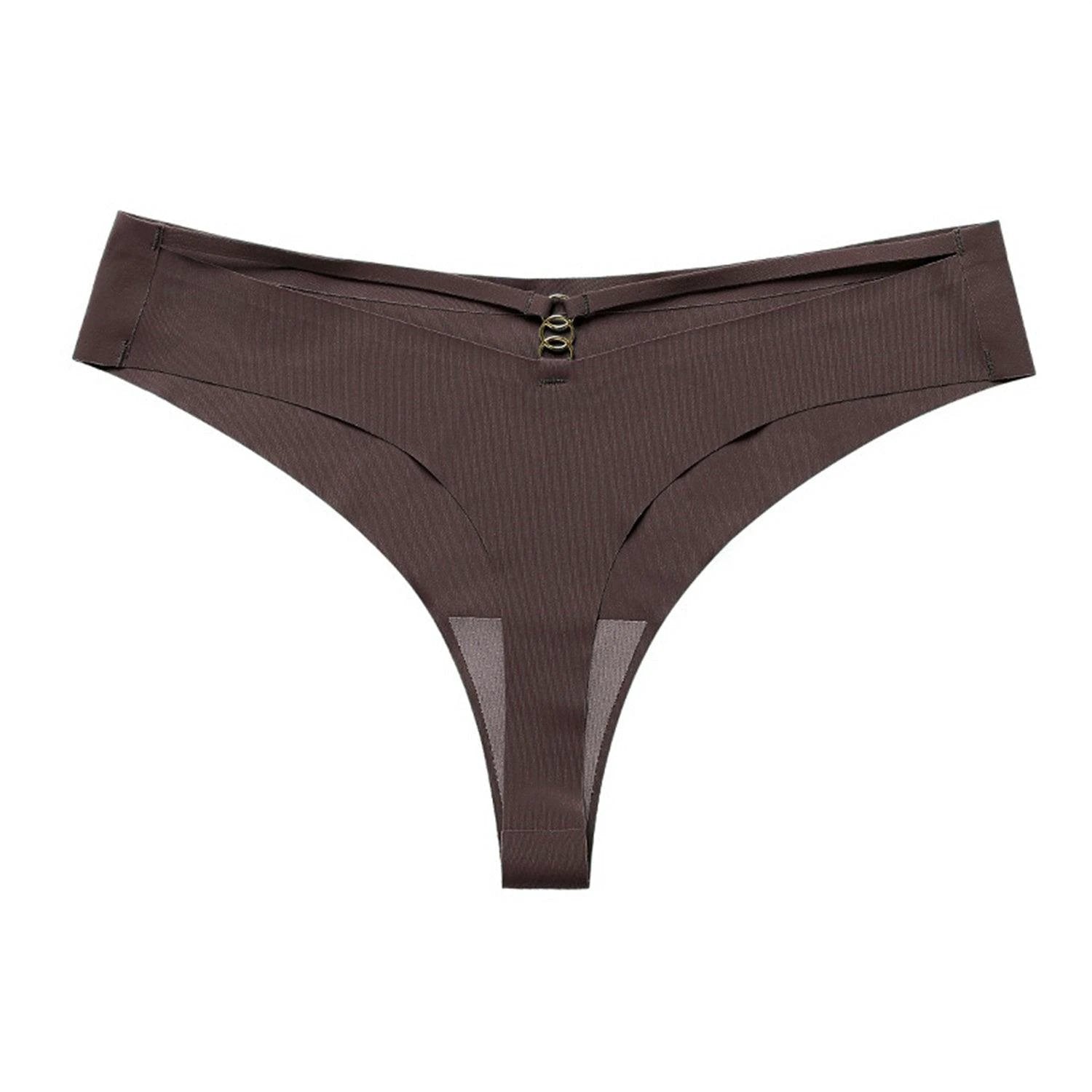 Mandotos Ice Silk G-String Thong Set for Women, seamless low-waist design with hollow-out T-back, confident and sexy lingerie.