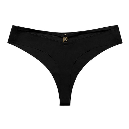 Ice Silk G-String Thong Set for Women with seamless low-waist design and hollow-out T-back, by MANDOTOS, sexy and comfortable lingerie.
