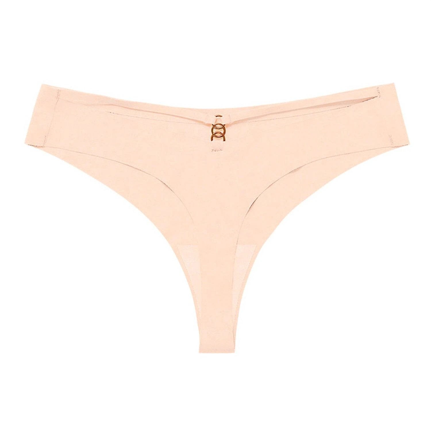 Mandotos Ice Silk G-String Thong Set for Women, seamless low-waist lingerie with hollow-out T-back design, confidently sexy.