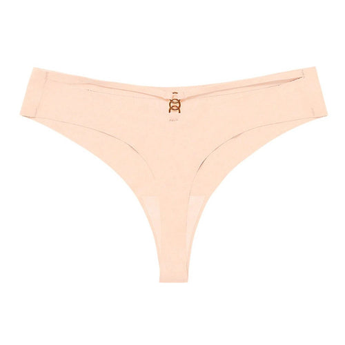 Mandotos Ice Silk G-String Thong Set for Women, seamless low-waist lingerie with hollow-out T-back design, confidently sexy.