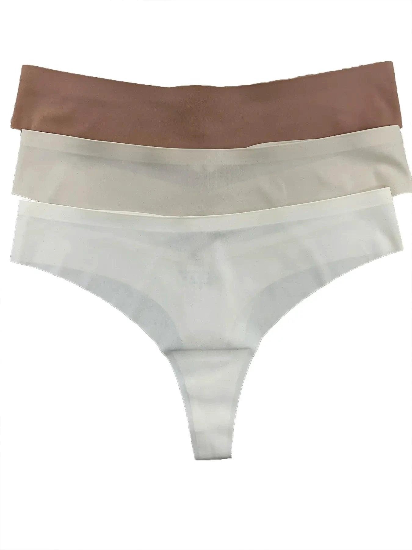 Ice Silk G-String Thong Set for Women, seamless low-waist lingerie with hollow-out T-back design, by MANDOTOS.