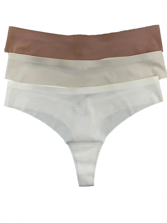 Ice Silk G-String Thong Set for Women, seamless low-waist lingerie with hollow-out T-back design, by MANDOTOS.